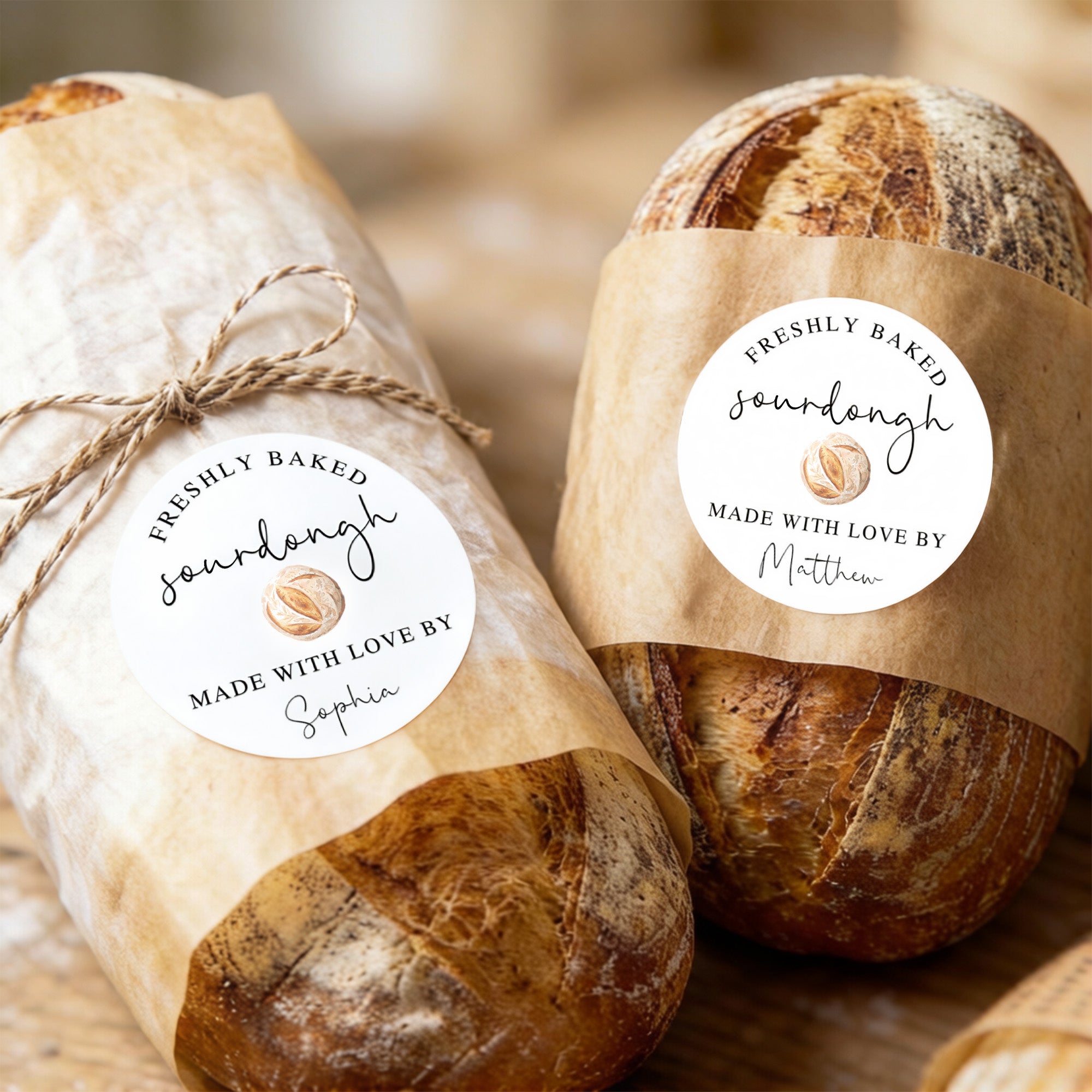 Exquisita masa madre personalizada Etiquetas autoadhesivas con nombre Regalo de repostería para panaderos Amantes de la repostería casera