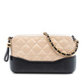 Bicolor Aged Calfskin Gabrielle Double Zip Clutch with Chain