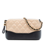 Bicolor Aged Calfskin Gabrielle Double Zip Clutch with Chain