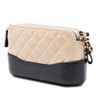 Bicolor Aged Calfskin Gabrielle Double Zip Clutch with Chain