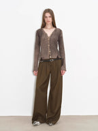 Workplace Ladies Fashionable drapey single pleat skinny wide-leg mid-low waist casual pants for women
