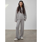 A Taste of the Wilderness Slim-fitting wool knitted casual pants for women, straight-leg pants with a lazy feel