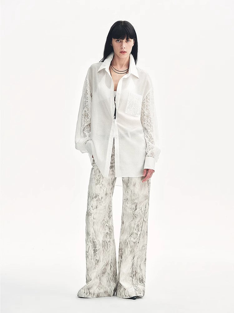 Ideal Spring Day Jacquard Hollow Drop Shoulder Shirt Summer