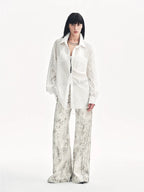 Ideal Spring Day Jacquard Hollow Drop Shoulder Shirt Summer