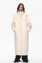 Song of SnowlandWomen's mohair wool stand collar coat autumn and winter loose woolen coat