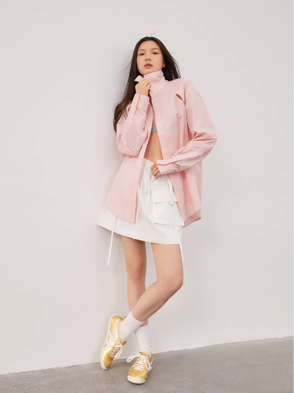 Spring and Summer Prank Tencel jacquard striped long-sleeved shirt jacket women's loose top