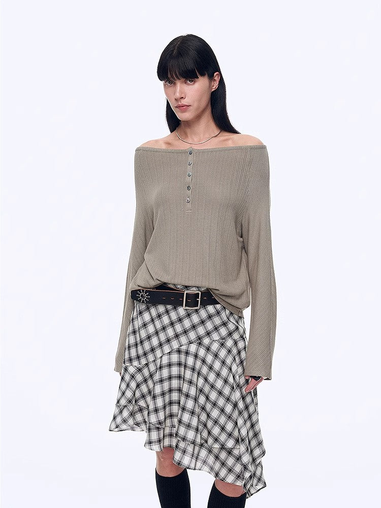 Fashion Law Casual One-shoulder Raglan Sleeve T-shirt Top