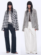 Style Diary Tencel acetate jacquard check dropped shoulder shirt