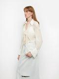 Hazy Moonlight Silk Chiffon Light and Hazy Feeling Cool Drape Lace-up Sun Protection Shirt Summer