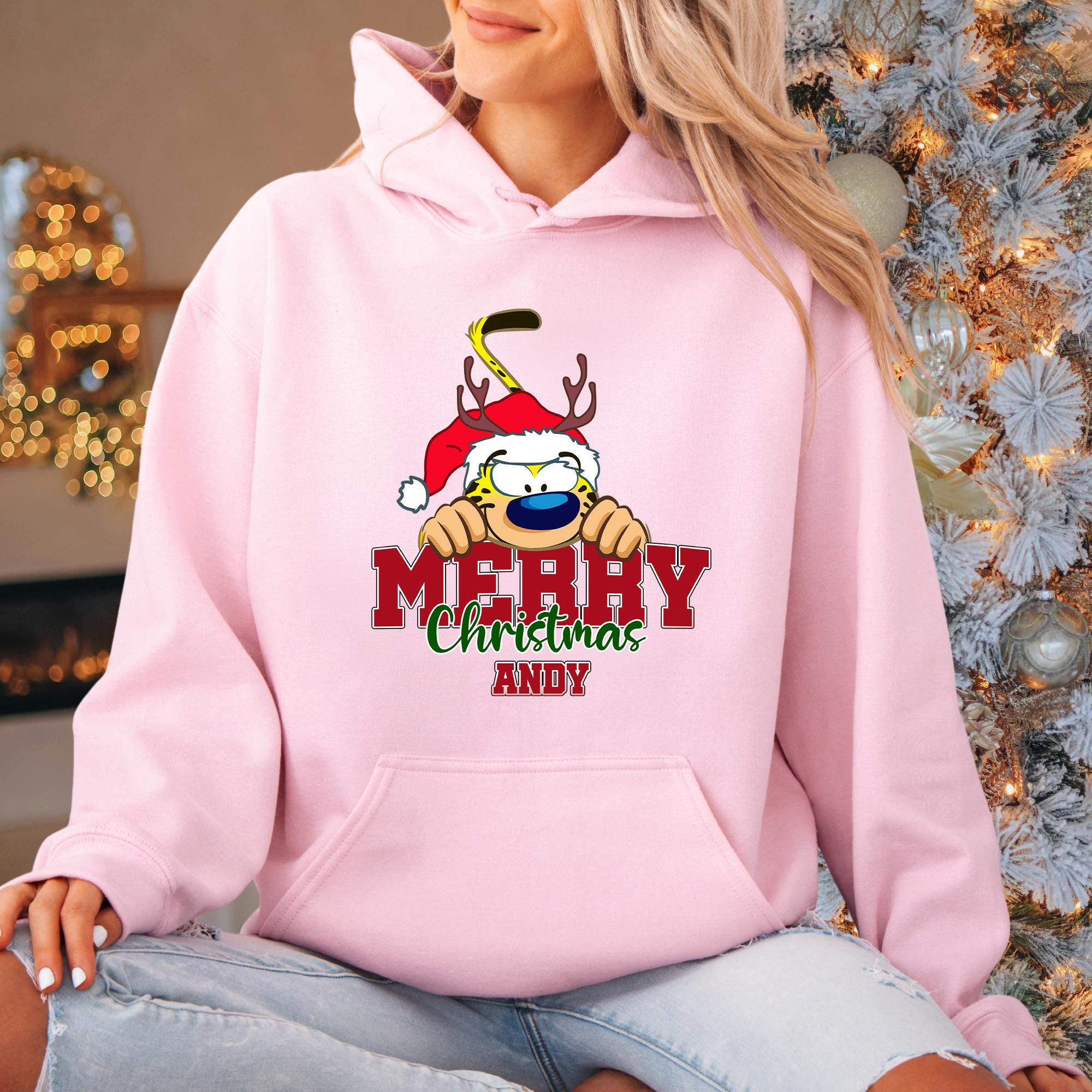 Marsupilami Personalizado Dibujos Animados Sudadera con Capucha y Nombre Regalo de Navidad para la Familia | Callie × Marsupilami