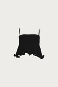 Ruffle Hem Crop Top (Black)