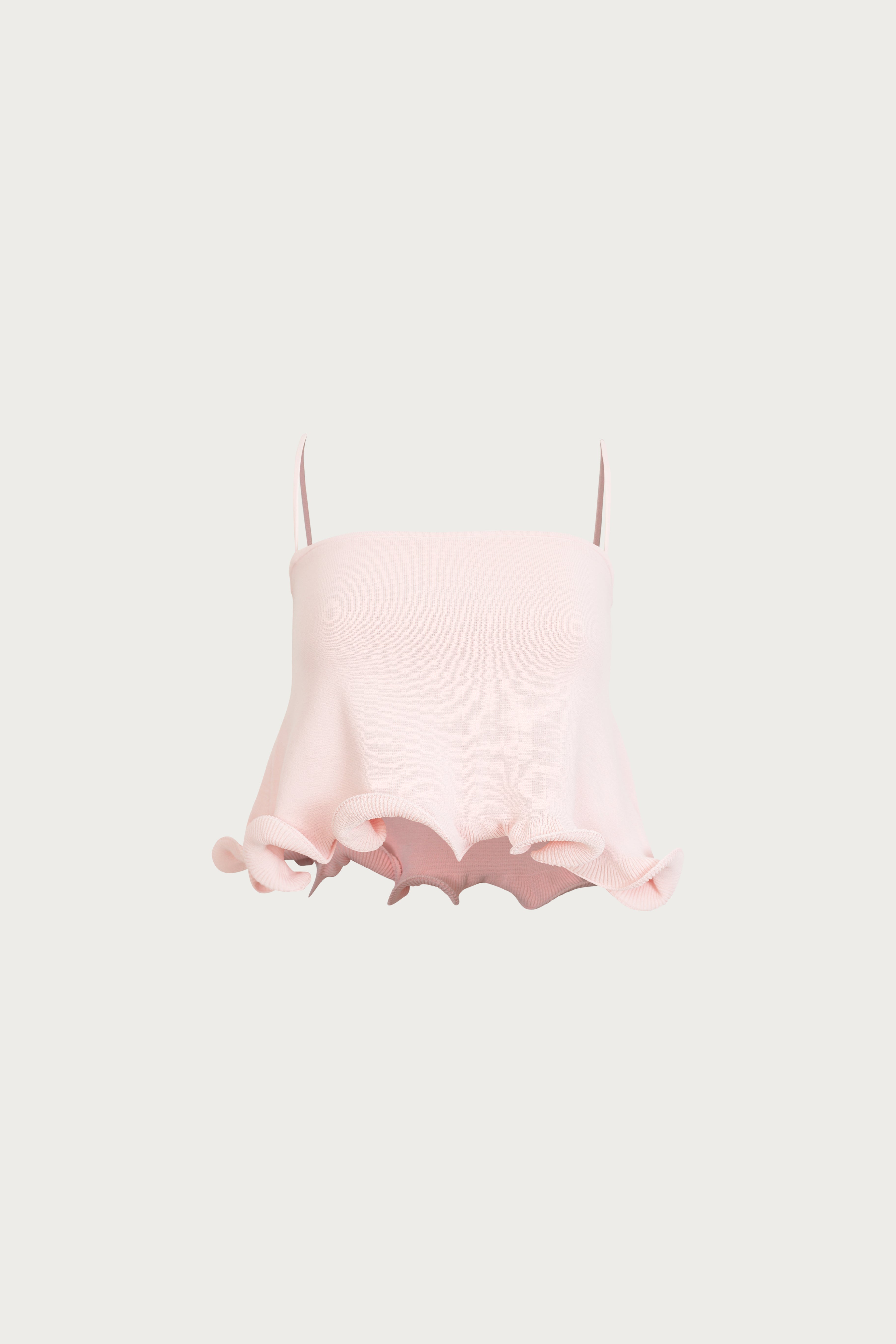 Ruffle Hem Crop Top (Pale Pink)