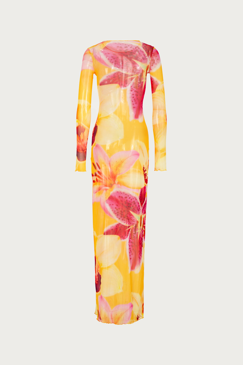 Mesh Maxi Dress (Yellow Tropical)