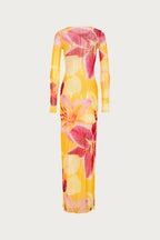 Mesh Maxi Dress (Yellow Tropical)