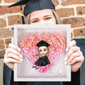 Personalizada de dibujos animados de Graduados Amor Flor de papel Shadow Box Marco con Nombre Decoración para el Hogar Graduación Keepsake Regalo para la Mujer