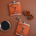 Personalizada Flor Cráneo de Vaca Diseño Western Tooled PU Cuero 6 oz Hip Flask con Nombre Día del Padre Cumpleaños Regalo para Marido Groomsman