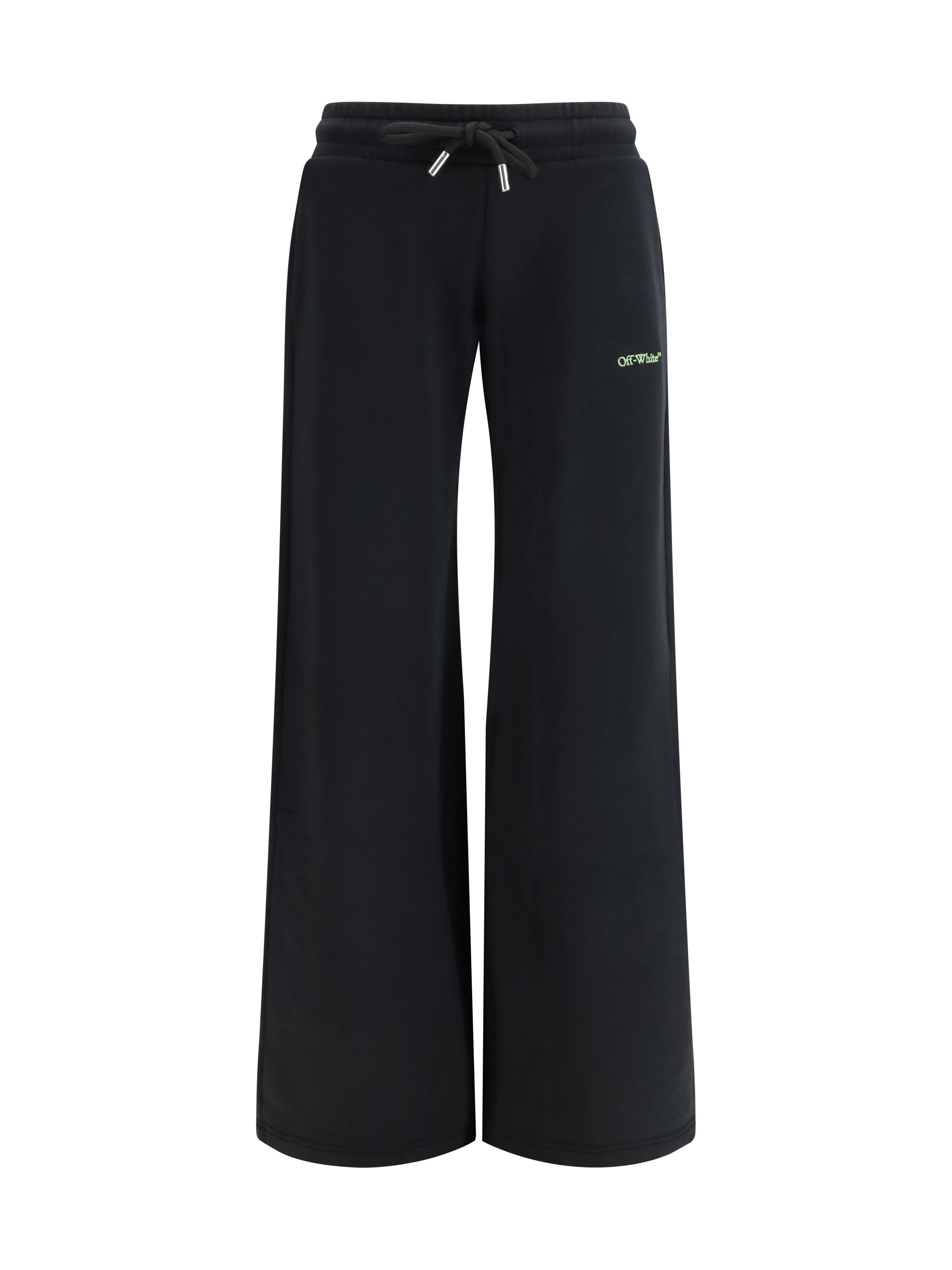 Off-White Logo-Embroidered Cotton Joggers — Black