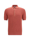 Brunello Cucinelli Ribbed Cotton Polo — Orange