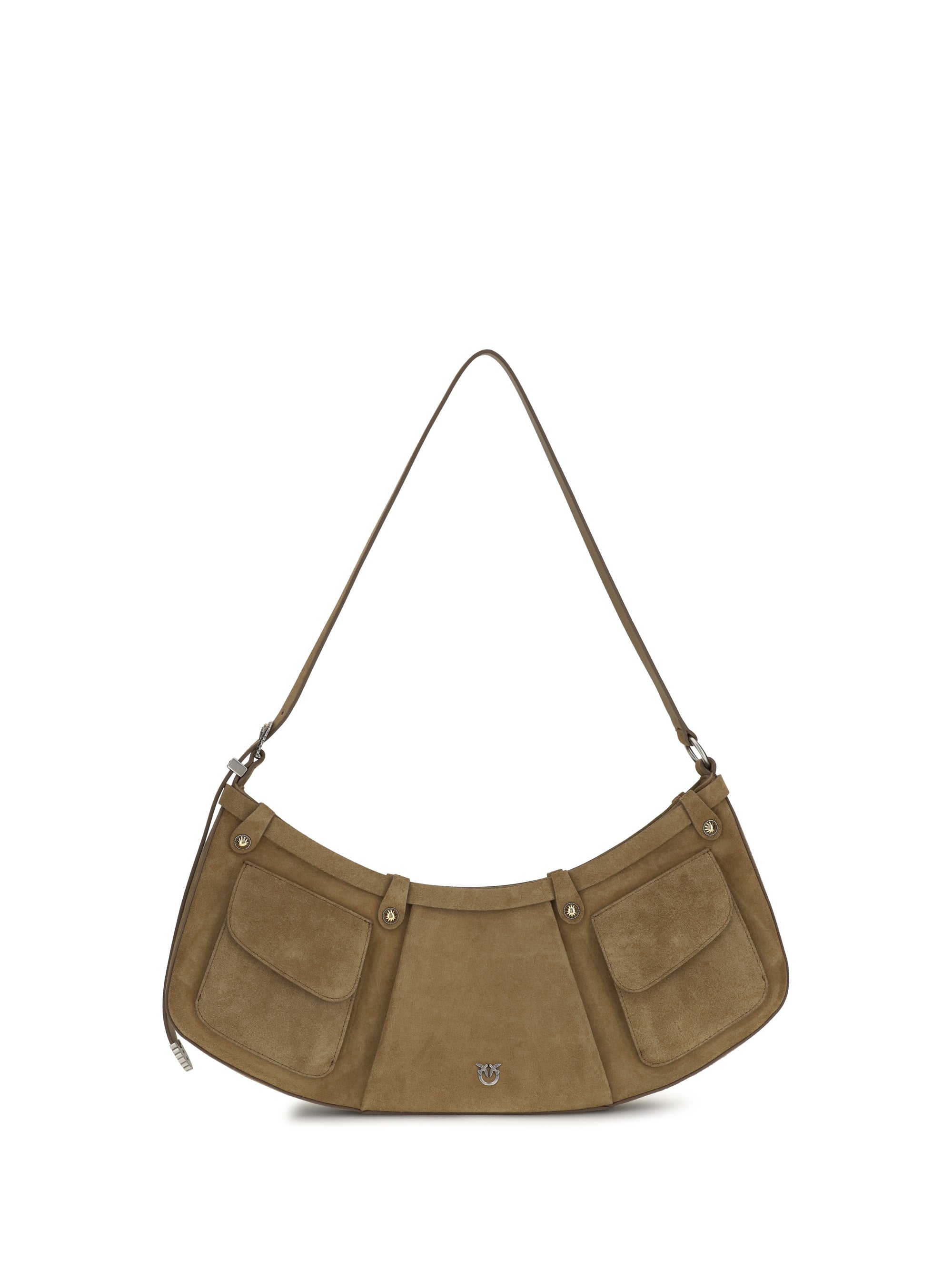 Pinko Suede Pocket Body Shoulder Bag — Green
