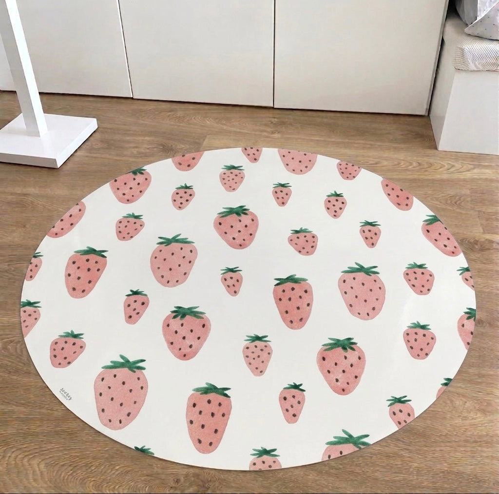 Alfombra de vinilo FRESAS 95cm diámetro