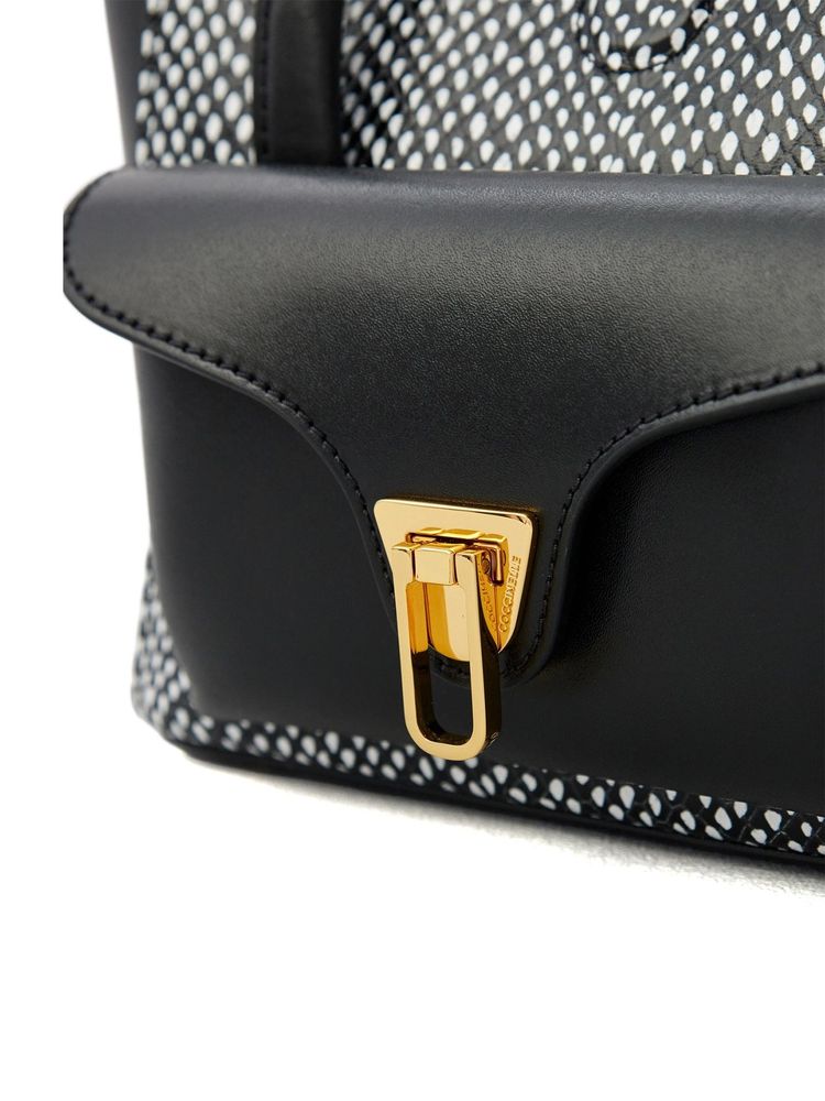 Coccinelle Printed Leather Shoulder Bag — Black