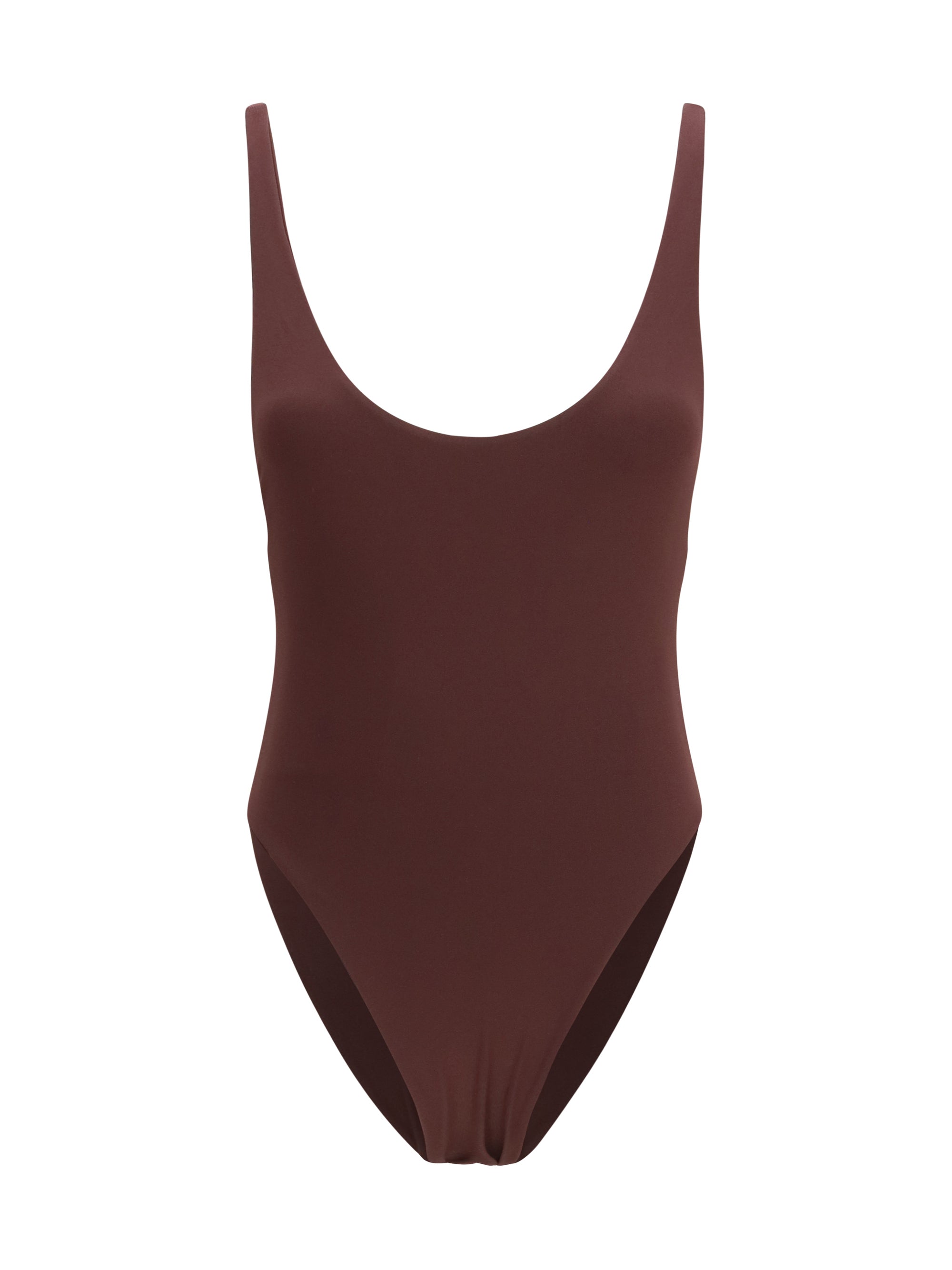 Magda Butrym Minimalist Bateau-Neck One-Piece Swimsuit — Bordeaux