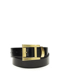 Versace Calf Leather with Goldtone Buckle Belt — Black