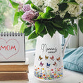 Personalizada Flor de Nacimiento Jardín de Mariposas Florero de Cerámica con Apodo y 1-8 Nombres Cumpleaños Día de la Madre Regalo para Mamá Abuela Familia