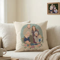Funda de Almohada Blanda Personalizada con Foto de Grupo Estilo Plano Multicolor con Texto en el Fondo Decoración del Hogar Regalo del Día de la Madre para Mamá Abuela