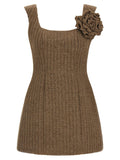 Giuseppe Di Morabito Ribbed Wool Knit Mini Dress — Taupe
