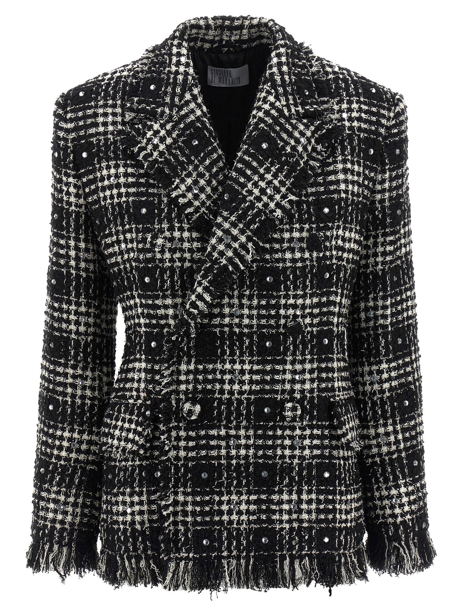 Giuseppe Di Morabito Tweed and Rhinestone Blazer — Black