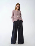 Hokkaido Weaving Love wool blend crew neck cardigan top