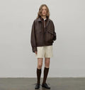 Loveless Muse Brown Retro Genuine Leather Jacket Women's Motorcycle Sheep Leather Jacket Short