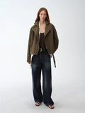 Modern Past practical personality linen draped trapezoidal jacket