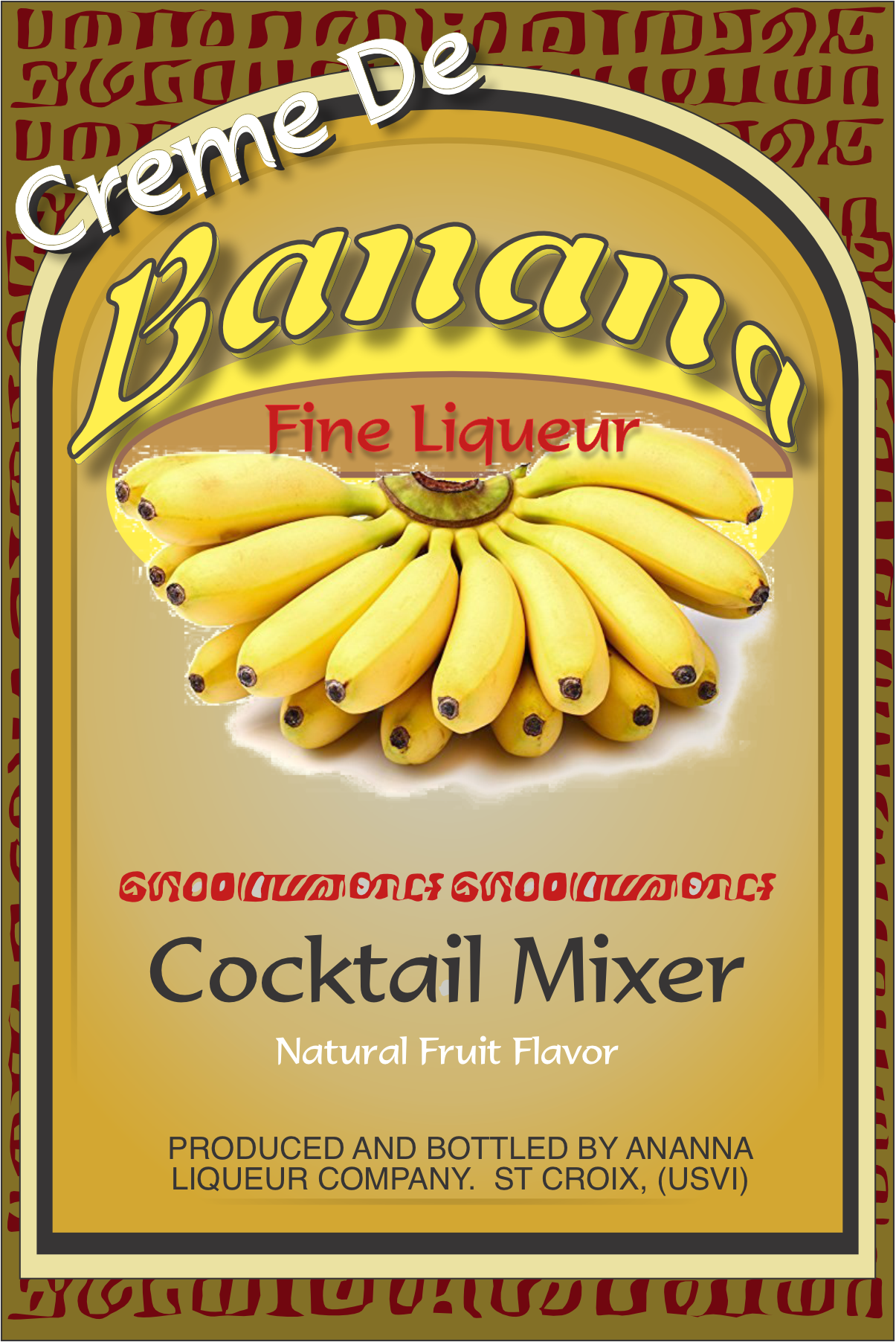 Creme De Bananna Single Self Adhesive Label - Royalty Free for Film Use By Prop Money Inc.