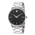 Movado Stainless Steel Black Dial Watch — Black