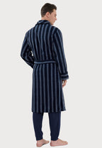 Bata Hombre Invierno Premium Forro Polar Estampado - Azul 0608_39