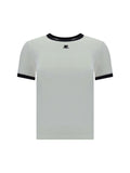 CourrèGes Logo-Trimmed T-Shirt — White