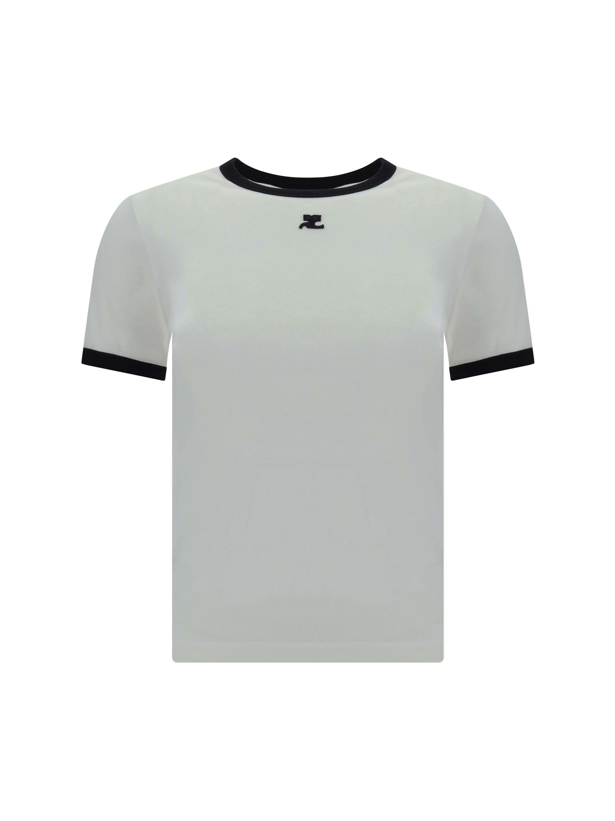 CourrèGes Logo-Trimmed T-Shirt — White