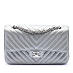 Medium Classic Chevron Metallic Caviar Double Flap