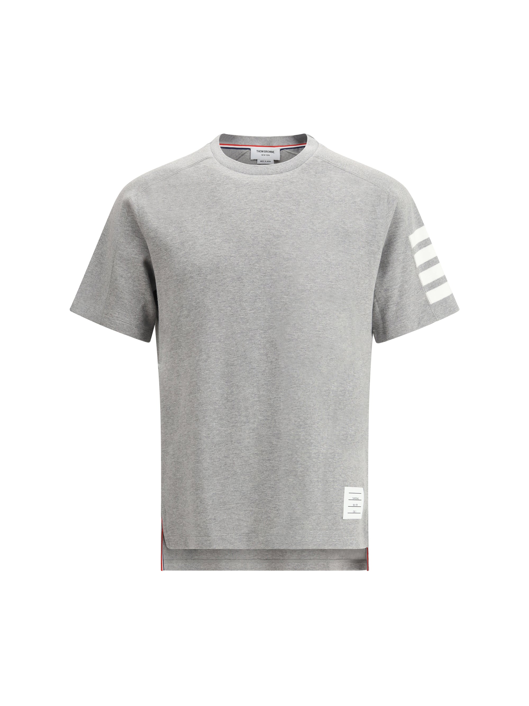Thom Browne Striped Cotton T-Shirt — Gray