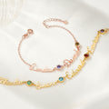Personalizado 1-4 Familia Piedras de nacimiento y nombres Pulsera Minimalista Joyería Cumpleaños Día de la Madre Regalo de Navidad para las mujeres