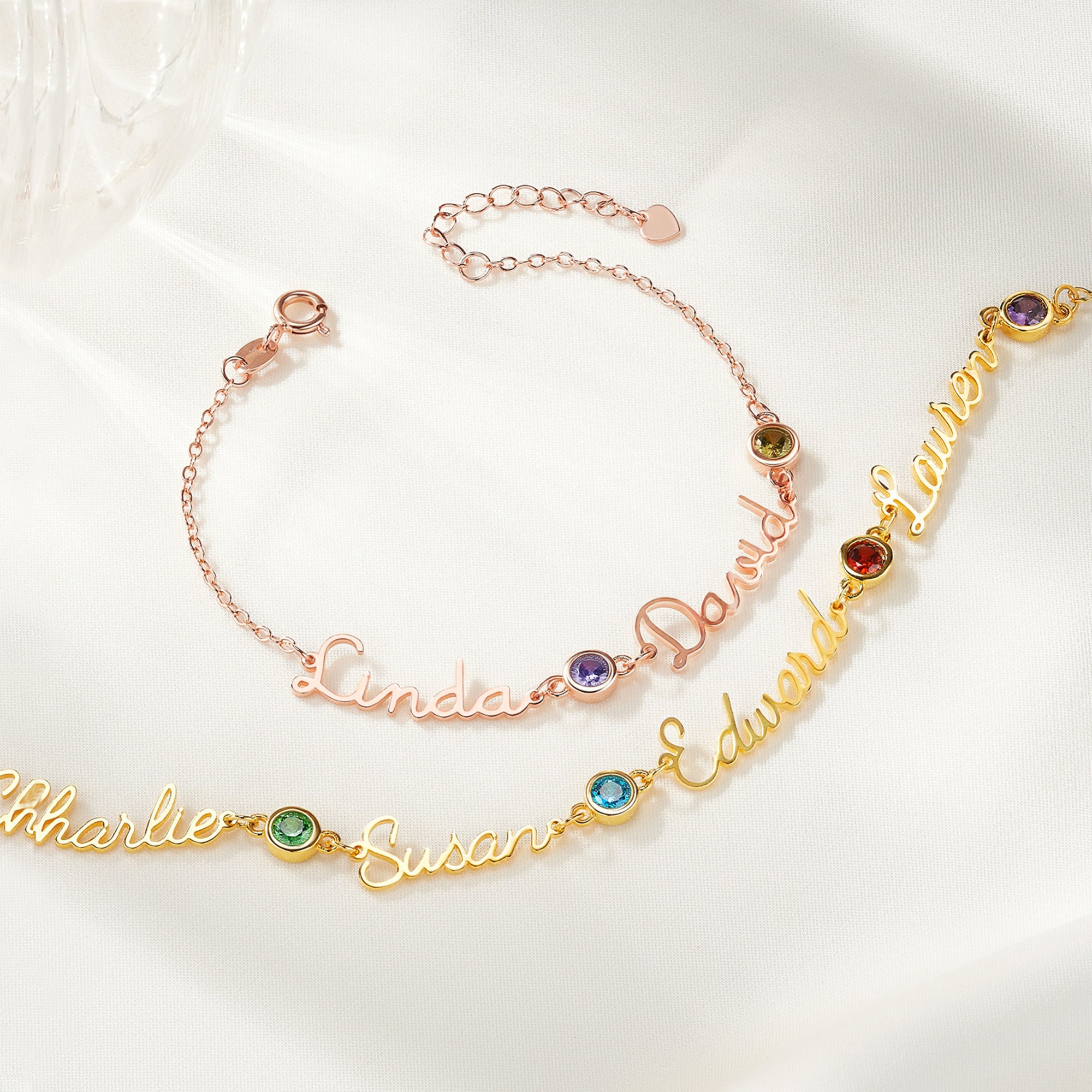 Personalizado 1-4 Familia Piedras de nacimiento y nombres Pulsera Minimalista Joyería Cumpleaños Día de la Madre Regalo de Navidad para las mujeres