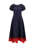 Tory Burch Balloon Sleeve Midi Dress — Navy