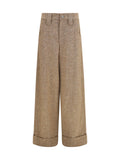 Brunello Cucinelli Wool-Blend Trousers — Beige