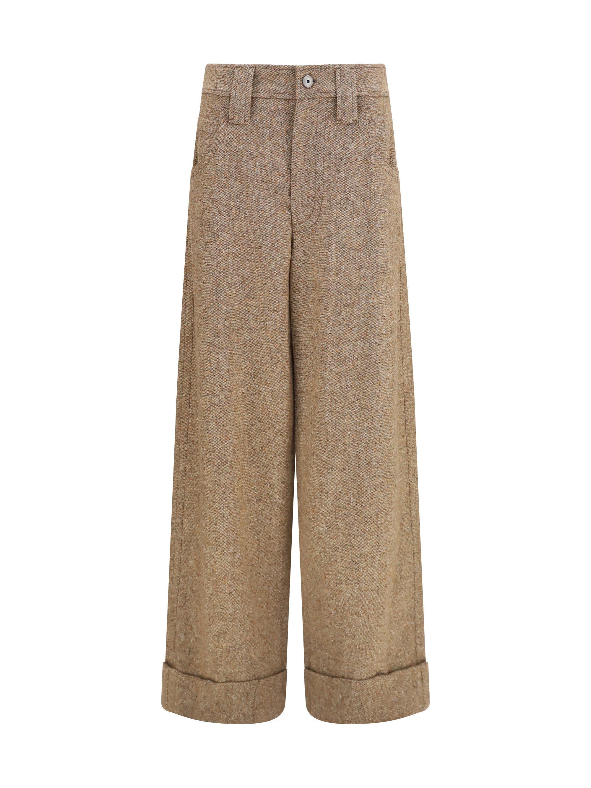 Brunello Cucinelli Wool-Blend Trousers — Beige
