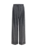 Valentino Wool and Silk-Blend Tailored Trousers — Gray
