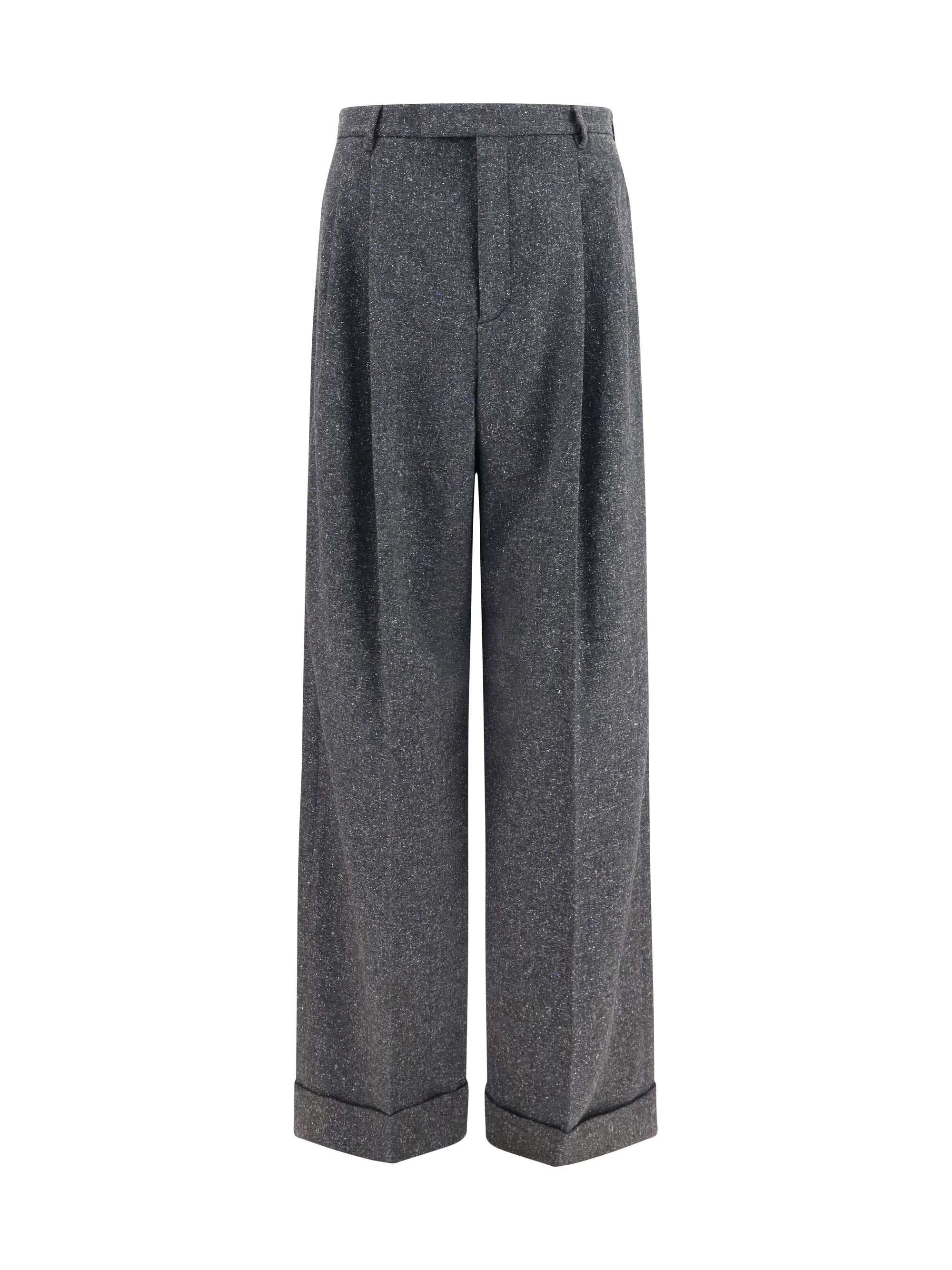 Valentino Wool and Silk-Blend Tailored Trousers — Gray