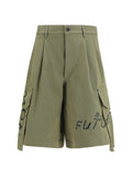 Comme Des GarçOns Shirt Printed Cotton Cargo Shorts — Green