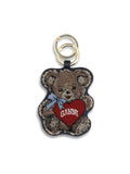 Ganni Teddy Bear Embroidered Keychain — Black
